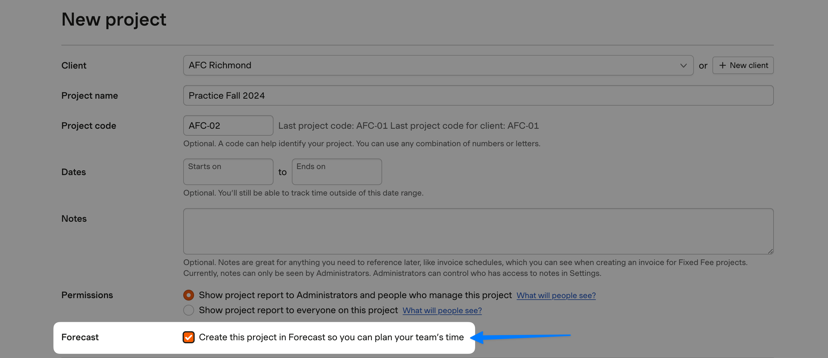 Pushing a Harvest project to Forecast