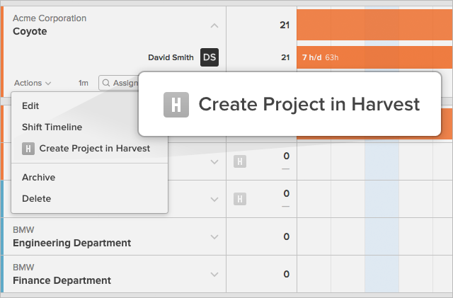 Create Project in Harvest